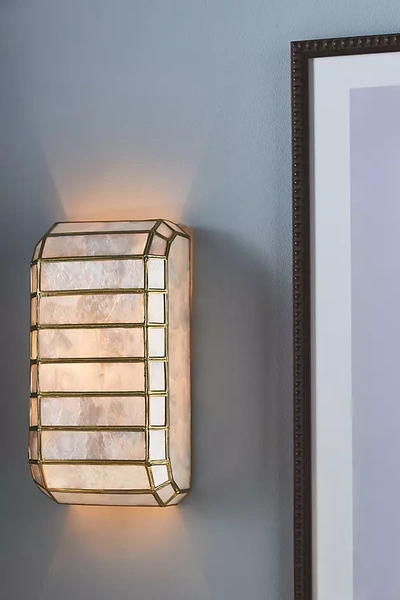 Anthropologie Madelyn Capiz Elongated Sconce In White