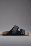 Birkenstock Uji Mixed Leather Dual-grip Slide Sandals In Black