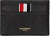 Thom Browne Diagonal Stripe Leather Card Case In Black