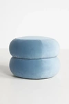 Anthropologie Muntz Velvet Ottoman In Blue