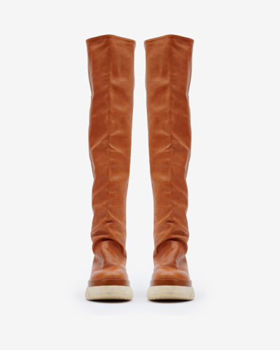 Isabel Marant Malyx Leather High Boots In Cognac