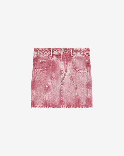 Isabel Marant Étoile Vesna Bleached Denim Mini Skirt In Pink