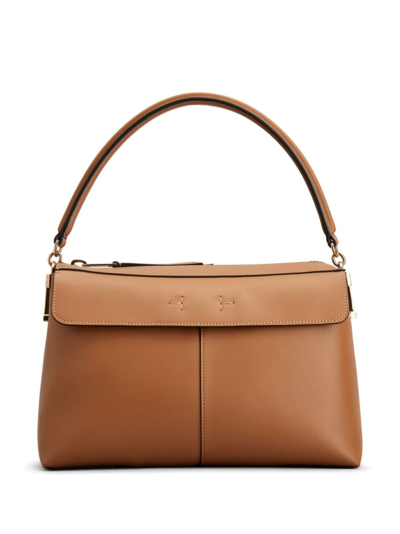 Tod's Tst Bauletto Small Leather Shoulder Bag In Kenia Scuro