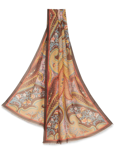 Etro Paisley-print Modal Scarf In Brown