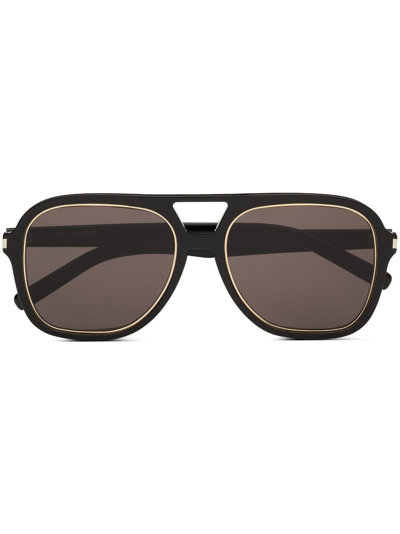 Saint Laurent Sl 602 Rim Pilot-frame Sunglasses In Black
