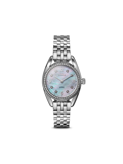 Shinola Women's Derby Stainless Steel, Mother-of-pearl & 0.35 Tcw Diamond Bracelet Watch/30mm In Silver