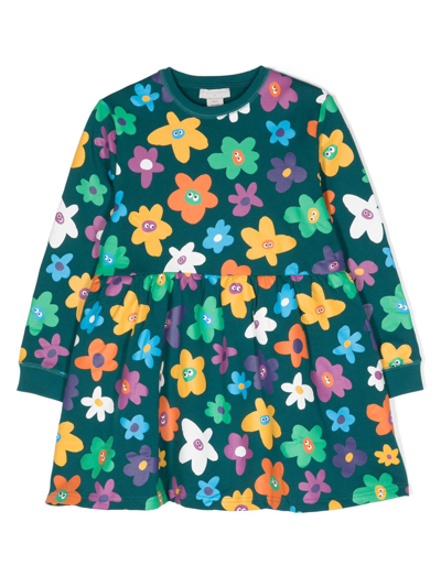 Stella Mccartney Kids' Smiley Flower 印花连衣裙 In Black Multicolour