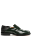 Maison Margiela Tabi Leather Loafers In Green