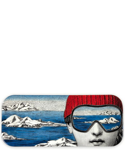 Fornasetti Ghiacciolina Hand-painted Tray In Blue