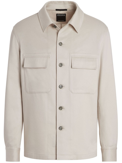 Zegna Men's Cashmere Oasi Overshirt In Grey