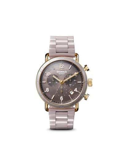 Shinola The Canfield Sport Chronograph Ceramic Bracelet Watch, 40mm In Mauve
