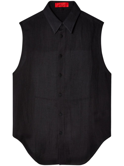 Eckhaus Latta Open-back Sleeveless Shirt In Black