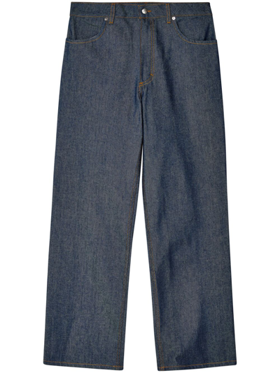 Eckhaus Latta Mid-rise Cotton Jeans In Blue