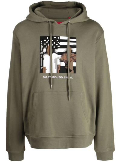 Mostly Heard Rarely Seen 8-bit Graphic-print Cotton Hoodie In Green