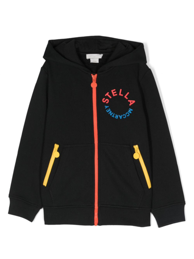 Stella Mccartney Kids Boys Black Organic Cotton Logo Zip-up Top