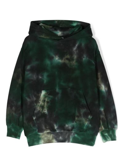 Molo Kids' Maxx Marbled-pattern Hoodie In Green