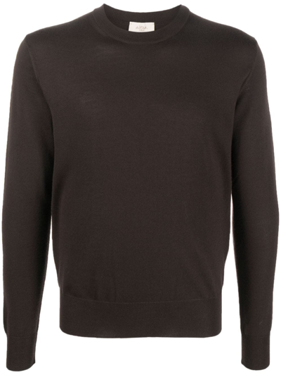 Altea Long-sleeved Fine-knit Jumper In Brown