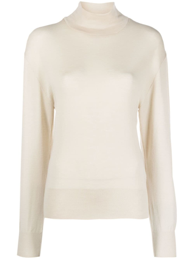 Lemaire Funnel-neck Wool Jumper In White
