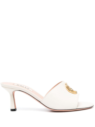 Bally 70mm Emblem-plaque Leather Mules In White
