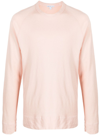 James Perse Raglan-sleeve Crew-neck Sweatshirt In Pink