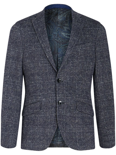 Etro Checked Single-breasted Blazer In Blue