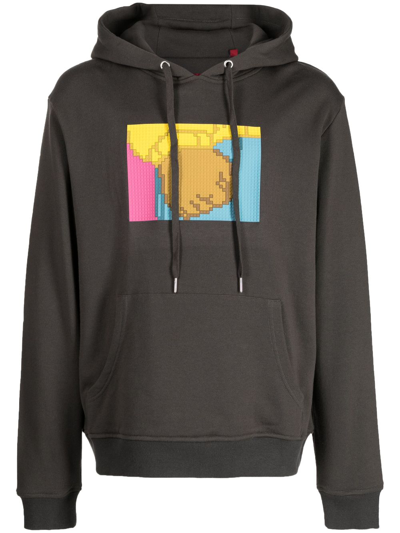 Mostly Heard Rarely Seen 8-bit Fist-print Cotton Hoodie In Brown