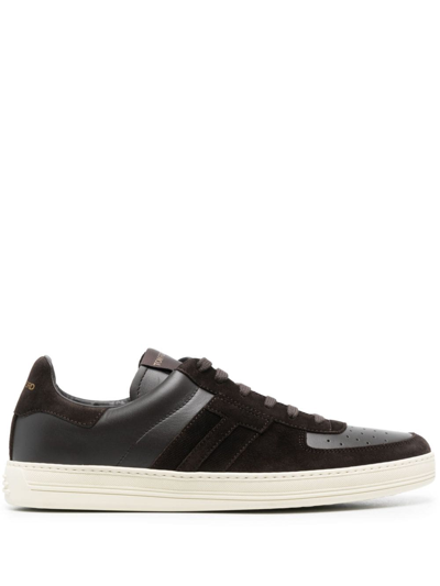 Tom Ford Radcliffe Low Top Trainers In Brown/cream