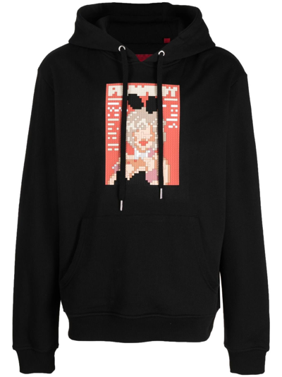 Mostly Heard Rarely Seen 8-bit Bunny-print Cotton Hoodie In Black