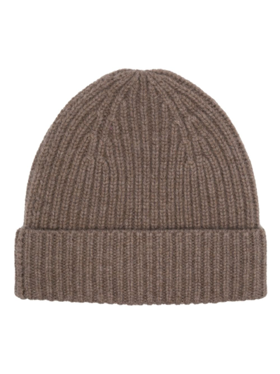 Mouleta Ribbed Cashmere Beanie In Brown