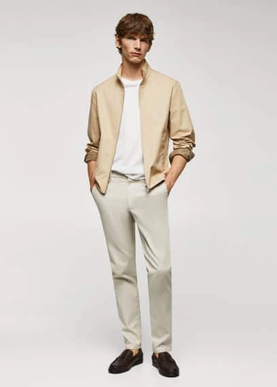 Mango Man Slim Fit Serge Chino Trousers Sand