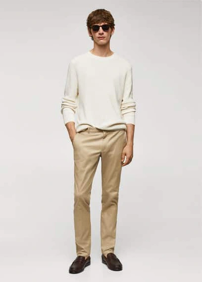 Mango Man Slim Fit Serge Chino Trousers Beige