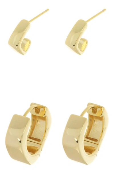 Nordstrom Rack Pack Of 2 Square Huggie Hoop Earrings In Gold