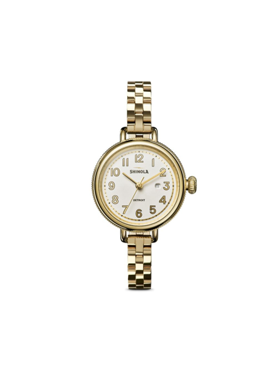 Shinola Women's Birdy Stainless Steel Bracelet Watch In White/gold