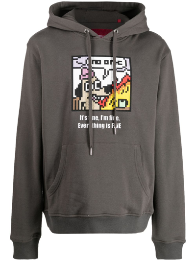 Mostly Heard Rarely Seen 8-bit Graphic-print Cotton Hoodie In Grey