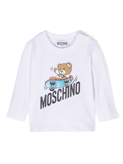 Moschino Babies' Graphic-print Stretch-cotton T-shirt In White