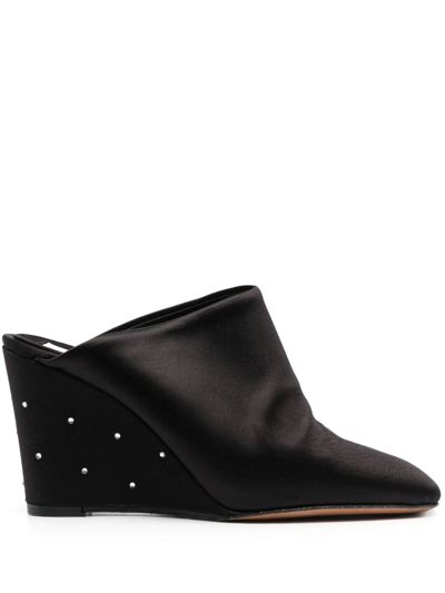 Forte Forte 90mm Satin High-wedge Mules In Black