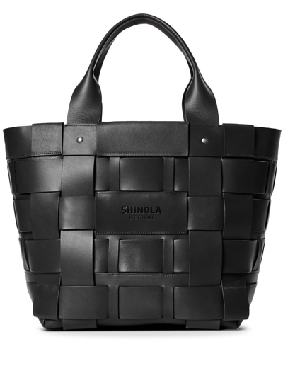 Shinola Bixby Large Woven Basket Tote Bag In Black