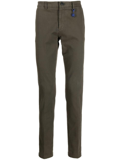 Manuel Ritz Low-rise Tapered-leg Trousers In Green