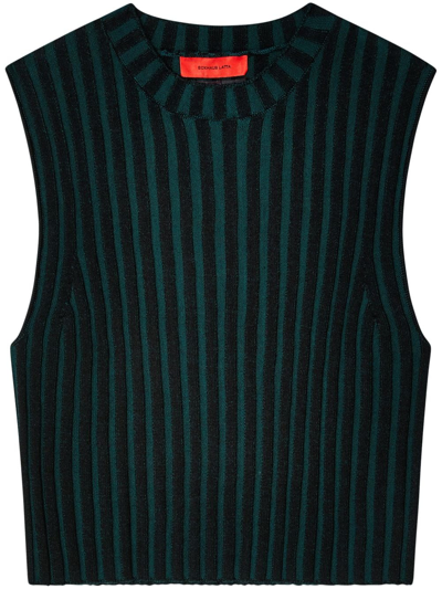 Eckhaus Latta Stripe-pattern Sleeveless Top In Green
