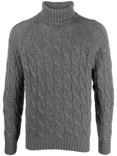 Tagliatore Cable-knit Roll-neck Jumper In Grey