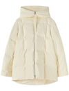 Jil Sander Cream Quilted Hooded Shell Coat In White