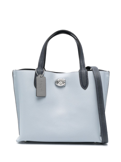 Coach Willow Leather Tote In Blue