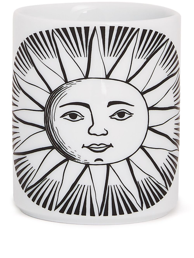 Fornasetti Pencil Holder Sole In White/black