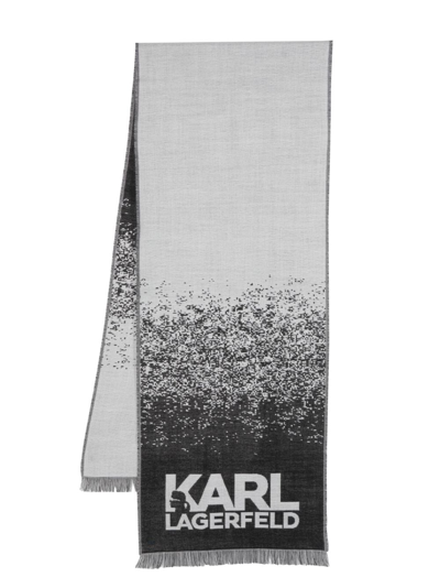 Karl Lagerfeld Logo-print Knitted Scarf In Black