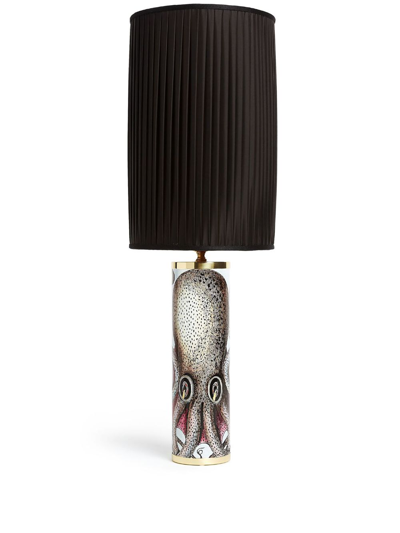 Fornasetti Cylindrical Pleated Lampshade In Black/yellow