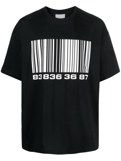 Vtmnts Barcode-print Detail T-shirt In Black