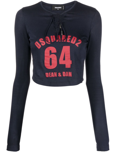 Dsquared2 Sweatshirt Mit Logo-print In Blue