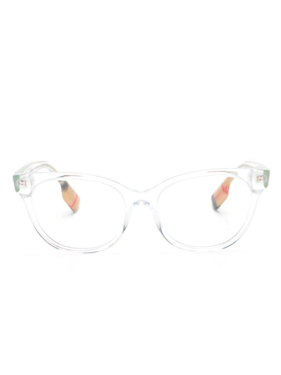 Burberry Eyewear Logo-plaque Cat-eye Glasses In Weiss