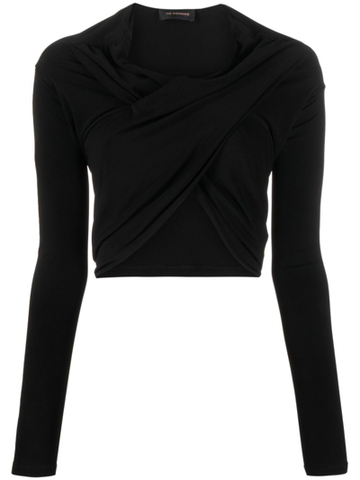 The Andamane Narissa Hooded Cropped Top In Schwarz