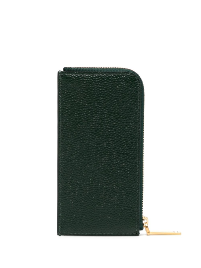 Thom Browne Logo-stamp Leather Card Holder In Green